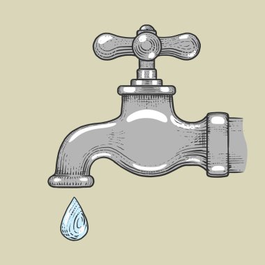 Musluk suyu damla stil vektör oyma ile