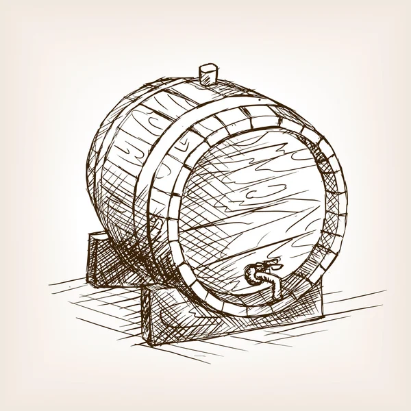 Vetor de estilo de esboço de barril de vinho — Vetor de Stock