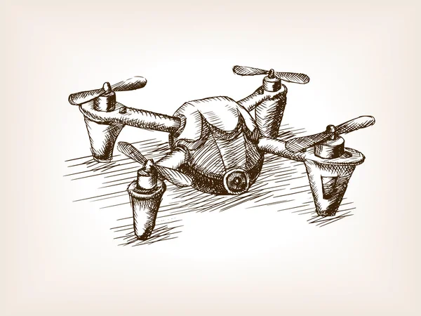 Quadrocopter dron sketch vektör çizim — Stok Vektör