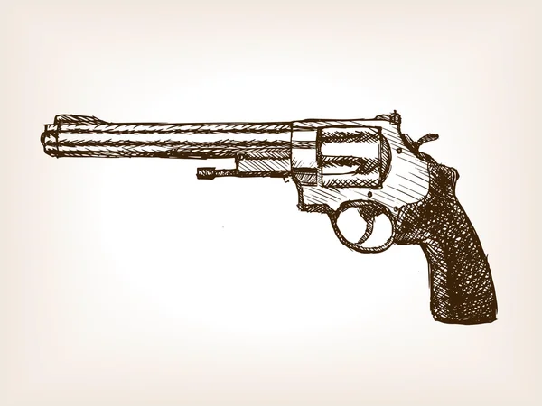 Ilustracja wektorowa styl szkic Pistolet Rewolwer — Wektor stockowy