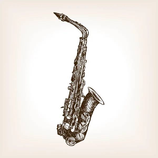 Saxofón dibujado a mano bosquejo estilo vector — Archivo Imágenes Vectoriales