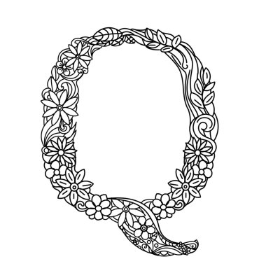 Harf Q boyama kitabı yetişkin vektör için