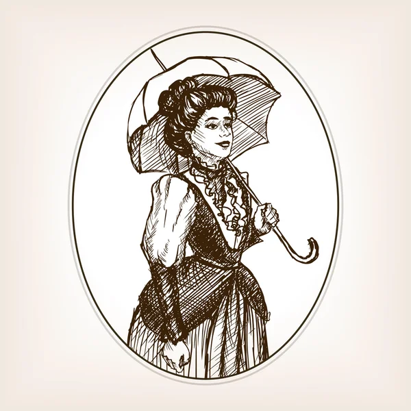 Vintage lady sketch style vektorillustration — Stockvektor