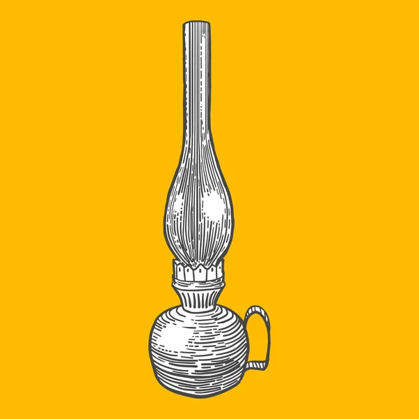 Lámpara de queroseno grabado estilo vector — Vector de stock
