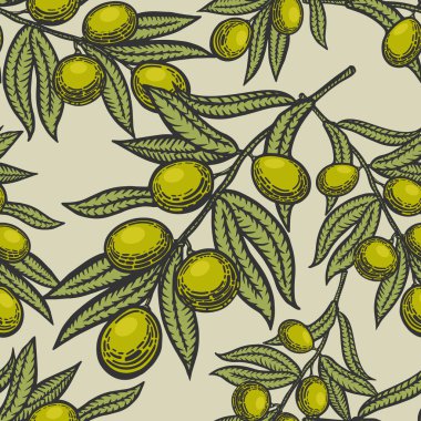 Zeytin dalı gravür tarzı sorunsuz vektör