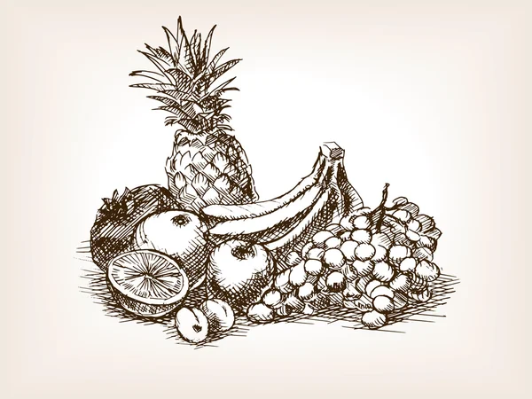 Ilustracja wektorowa styl szkic Martwa Natura Owoce — Wektor stockowy
