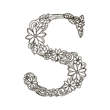 S harfi boyama kitabı yetişkin vektör için