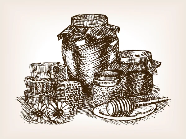 Ilustracja wektorowa styl szkic martwa miód — Wektor stockowy
