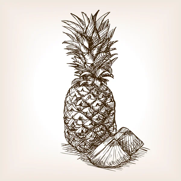 Piña fruta dibujado a mano bosquejo estilo vector — Vector de stock