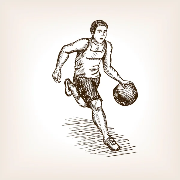 Basketbal speler schets stijl vectorillustratie — Stockvector