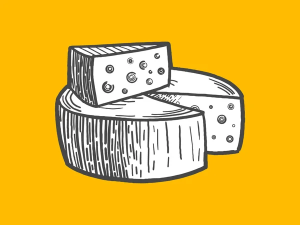 Queso grabado estilo vector ilustración — Archivo Imágenes Vectoriales