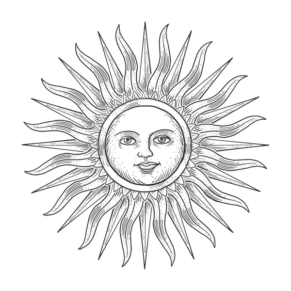 Yüzey oyma stili ile güneş illüstrasyon vektör