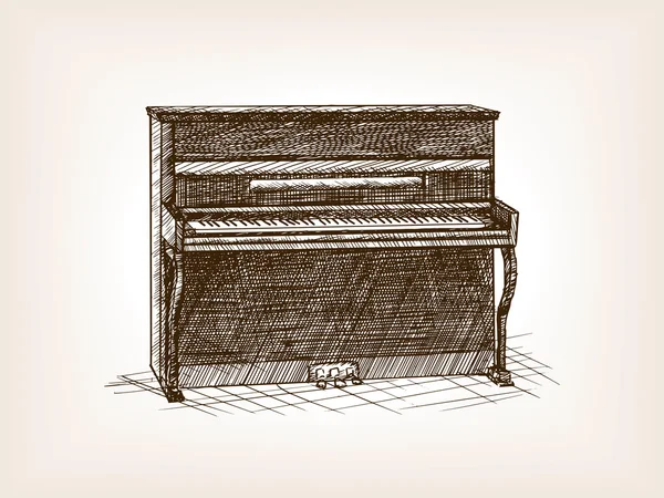 Piyano el çizilmiş kroki stil vektör — Stok Vektör