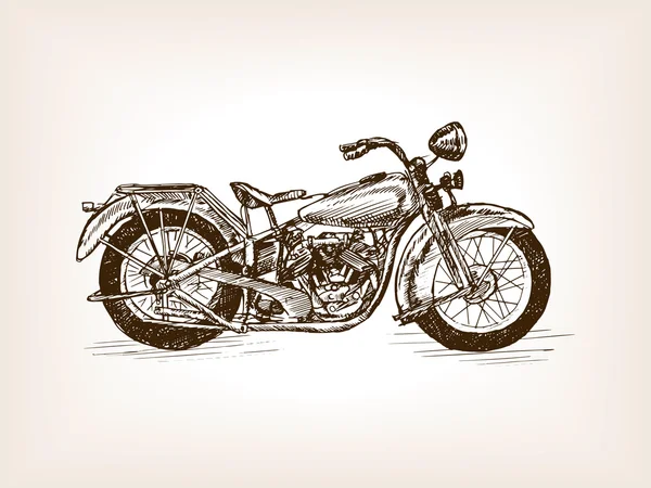 Retro motorfiets hand getrokken schets vector — Stockvector