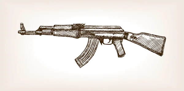 AK τουφέκι χέρι σκίτσο διανυσματικά εικονογράφηση — Διανυσματικό Αρχείο