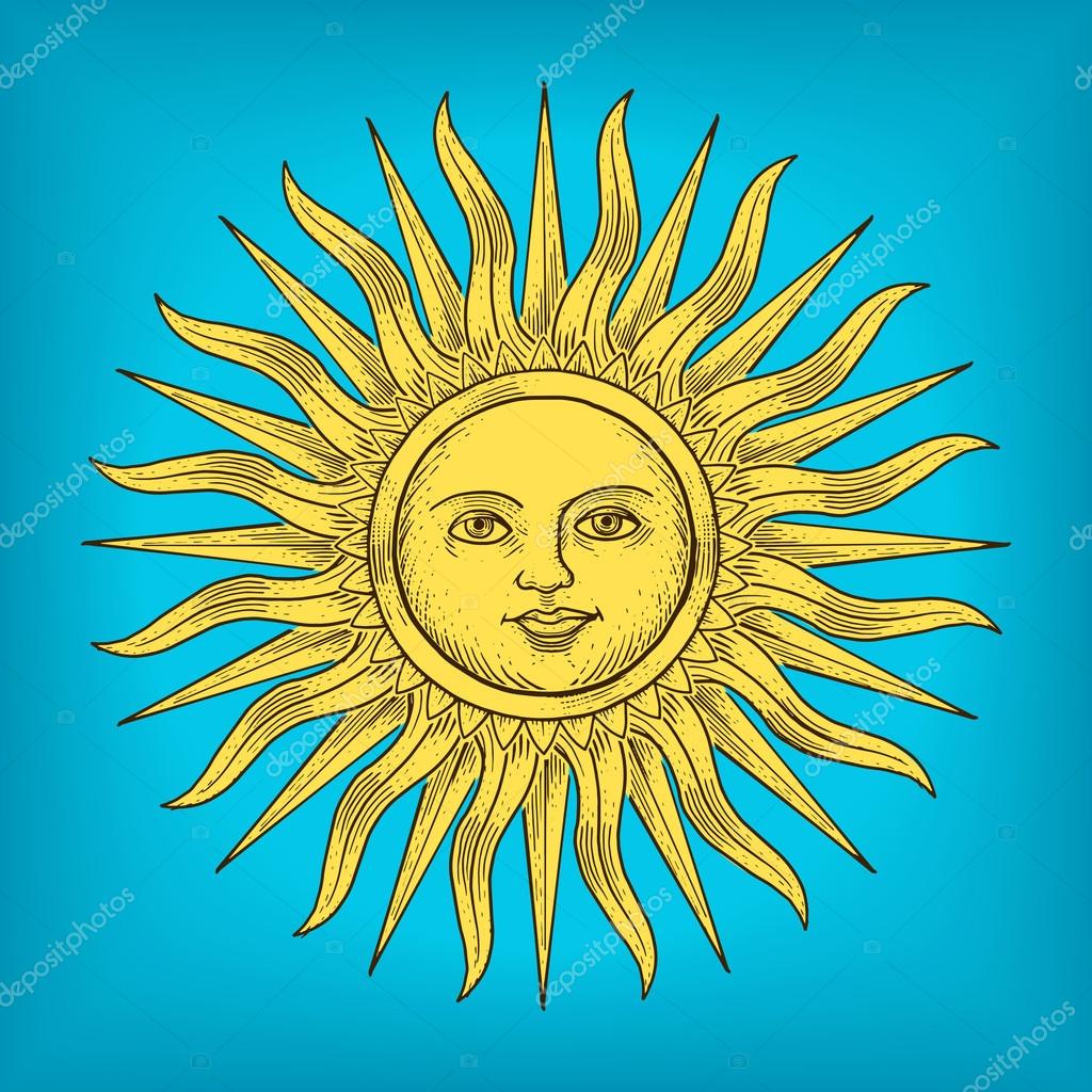 Sun With Face Engraving Style Vector Illustration Stock Vector Image By C Alexanderpokusay
