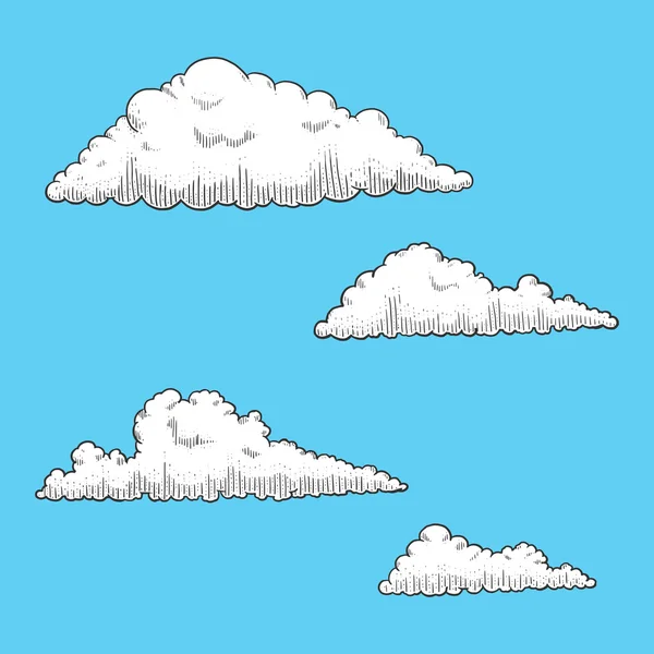 Cloud engraving style vector illustration — Stock Vector