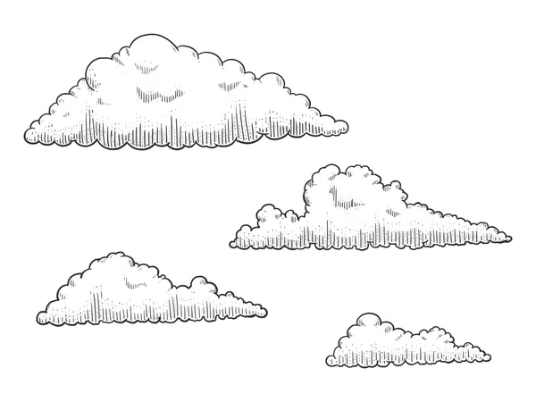 Cloud engraving style vector illustration — Stock Vector