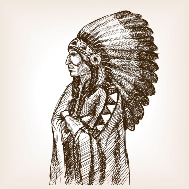 Vintage Hint kroki tarzı vektör çizim