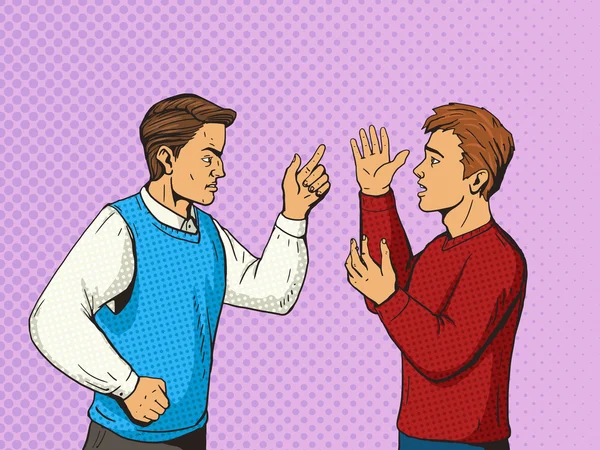 Hombres debate pop arte estilo vector ilustración — Archivo Imágenes Vectoriales