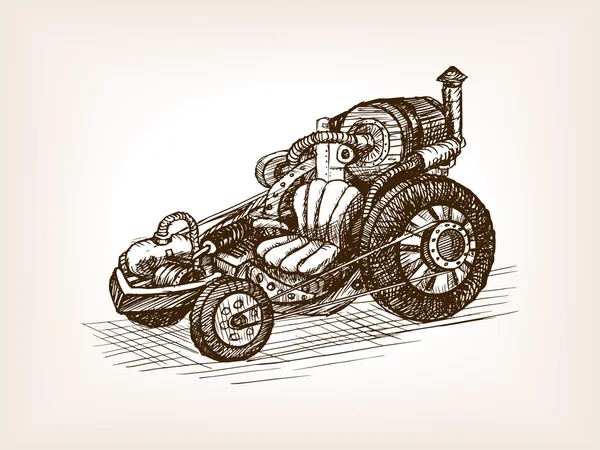 Steampunk dopravní vozidlo skica vektor — Stockový vektor