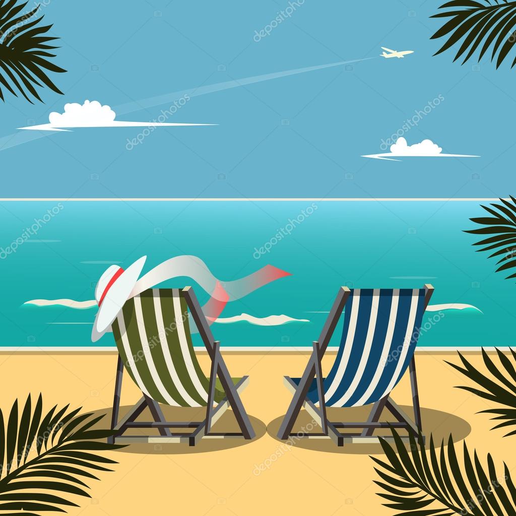 Deck chairs on the beach vector illustration Stock Vector by  ©AlexanderPokusay 119862564, image size:1024x1024