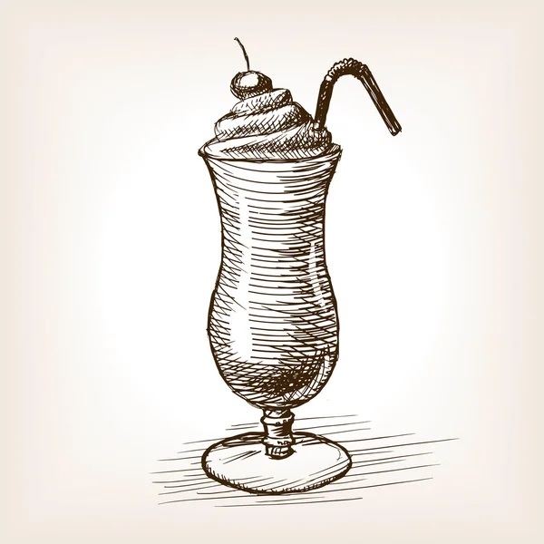 Milch Shake Skizze Stil Vektor Illustration — Stockvektor