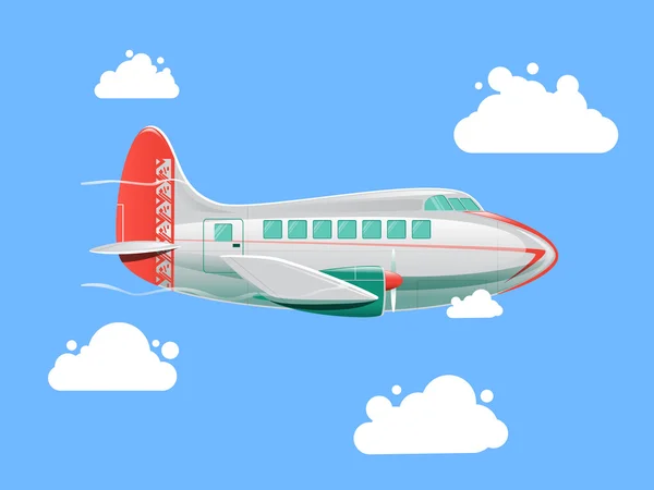 Avión volando en el cielo vector ilustración — Archivo Imágenes Vectoriales