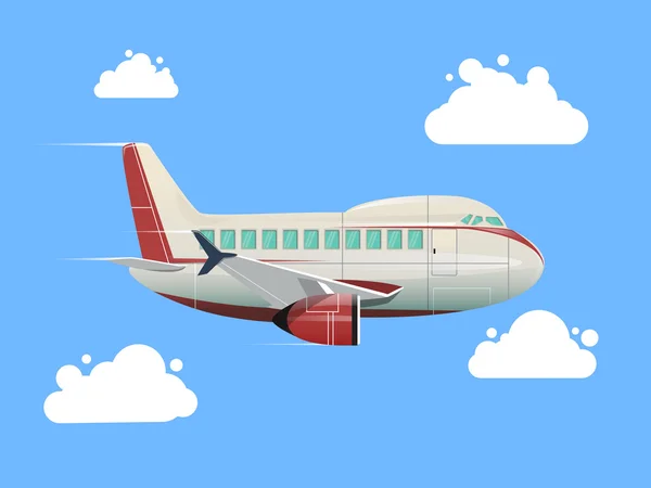 Avión volando en el cielo vector ilustración — Vector de stock