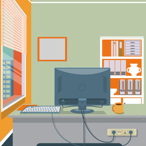 Cartoon office interior vector illustration — Stock Vector