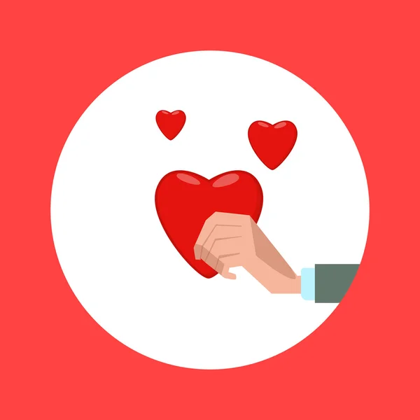 Mão segurar coração vermelho desenho animado vetor ilustração — Vetor de Stock