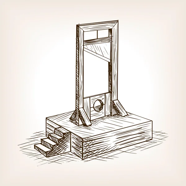 Guillotine Skizze Stil Vektor Illustration — Stockvektor