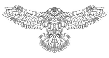 Baykuş boyama kitabı yetişkin vektör için
