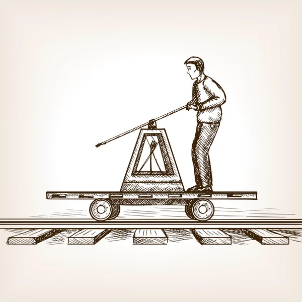 Desenho de cozinha ferroviária ilustração vetorial estilo esboço — Vetor de Stock