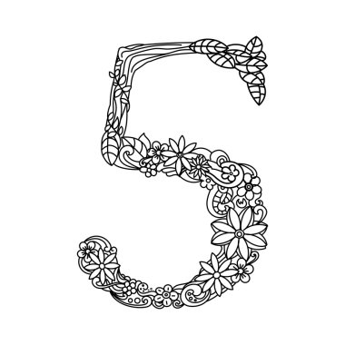 5 numaralı yetişkin vektör boyama kitabı