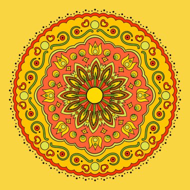 Vektör çizim renkli mandala el çekilmiş