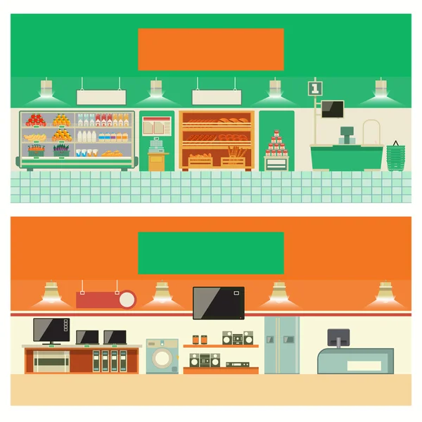 Eco shop und elektronische Vektorillustration — Stockvektor