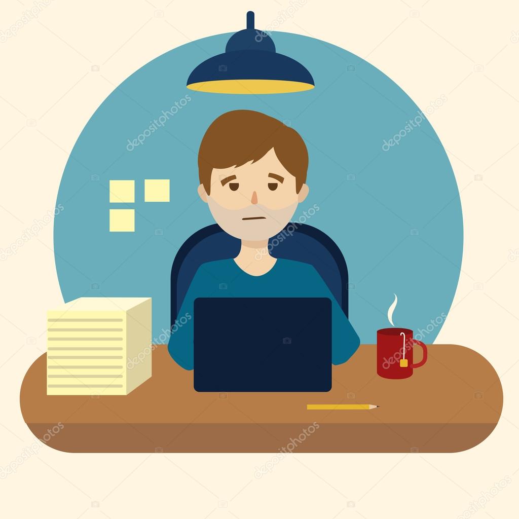 Boring Office Work Cartoon Vector Illustration Stock Boring Office Work Cartoon Vector Illustration Stock
