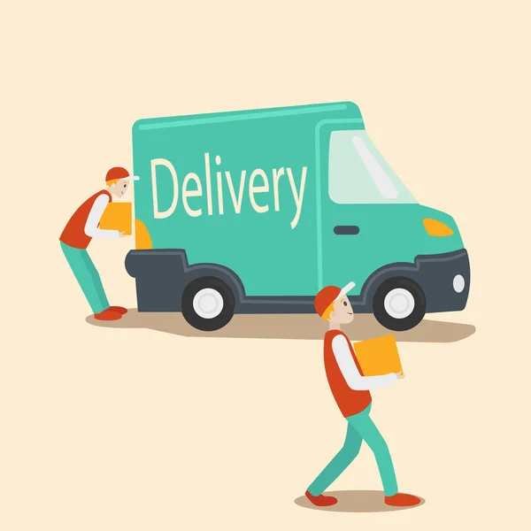 Delivery car cartoon vector illustration — Stock Vector