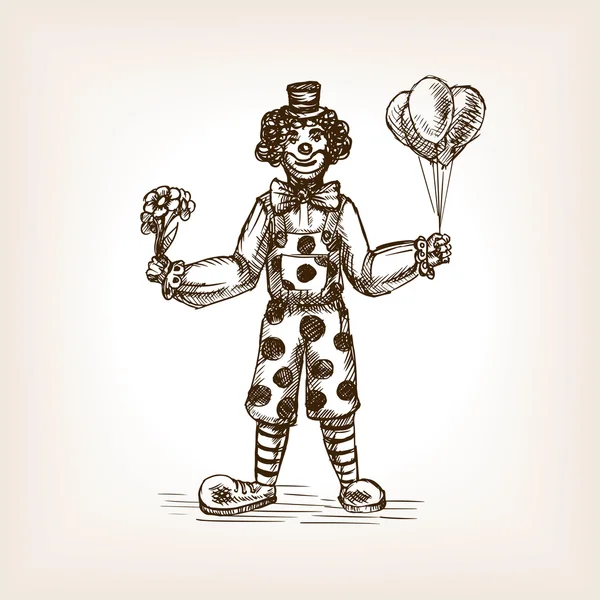Clown sketch style vector illustration — Stock Vector