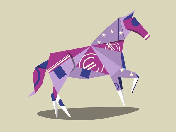 Cavallo fatto di vettore cartone animato di banconote in euro — Vettoriale Stock