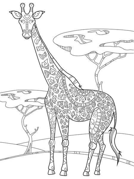 Giraffe kleuren boek voor volwassenen vector — Stockvector