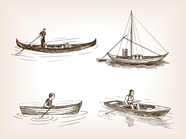 水运输手的素描画的矢量 — 图库矢量图片