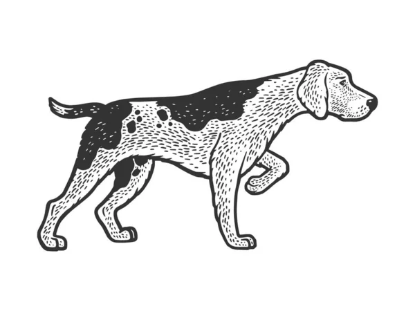 Perro de caza perro Retriever bosquejo grabado vector ilustración. Diseño de estampado de ropa de camiseta. Scratch board imitación. Imagen dibujada a mano en blanco y negro. — Vector de stock