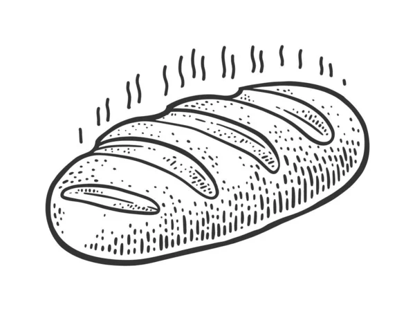 Свіжий гарячий парний хліб ескіз гравіювання Векторні ілюстрації. Дизайн футболки для друку. Імітація дошки подряпин. Чорно-біле намальоване зображення руки . — стоковий вектор