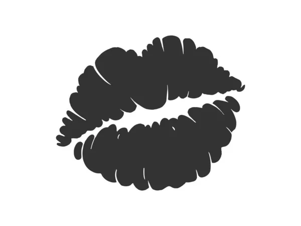 Embrasser marque lèvres croquis gravure vectoriel illustration. T-shirt imprimé design. Imitation de carte à gratter. Image dessinée à la main noir et blanc. — Image vectorielle
