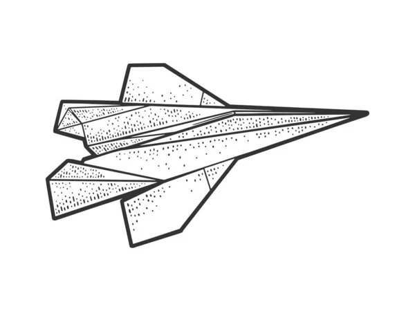 Origami carta piano schizzo incisione vettoriale illustrazione. T-shirt abbigliamento design di stampa. Imitazione del gratta e Vinci. Immagine disegnata a mano in bianco e nero. — Vettoriale Stock