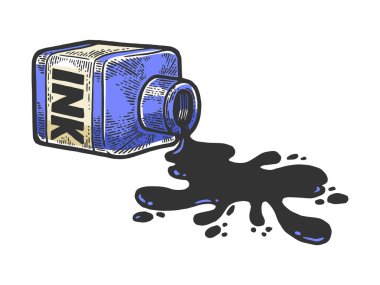 Dökülmüş mürekkep lekesi çizim vektörü çizimi