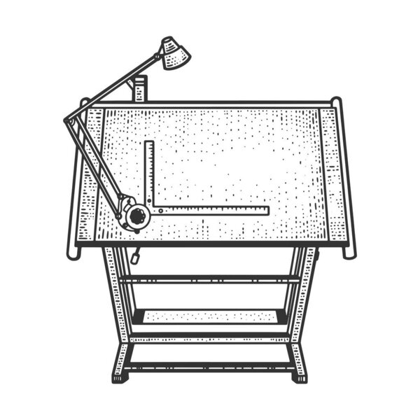 Графическая таблица для технических иллюстраций Эскиз гравировки векторной иллюстрации. Дизайн одежды для футболок. Имитация Доски Царапин. Черно-белое изображение.