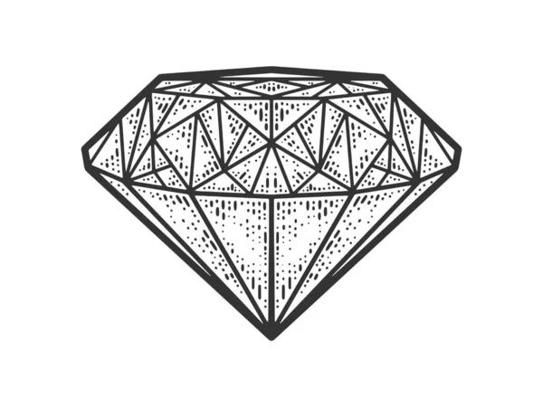 Diamond brilliant sketch engraving vector illustration. T-shirt apparel print design. Scratch board imitation. Black and white hand drawn image. — Stock Vector